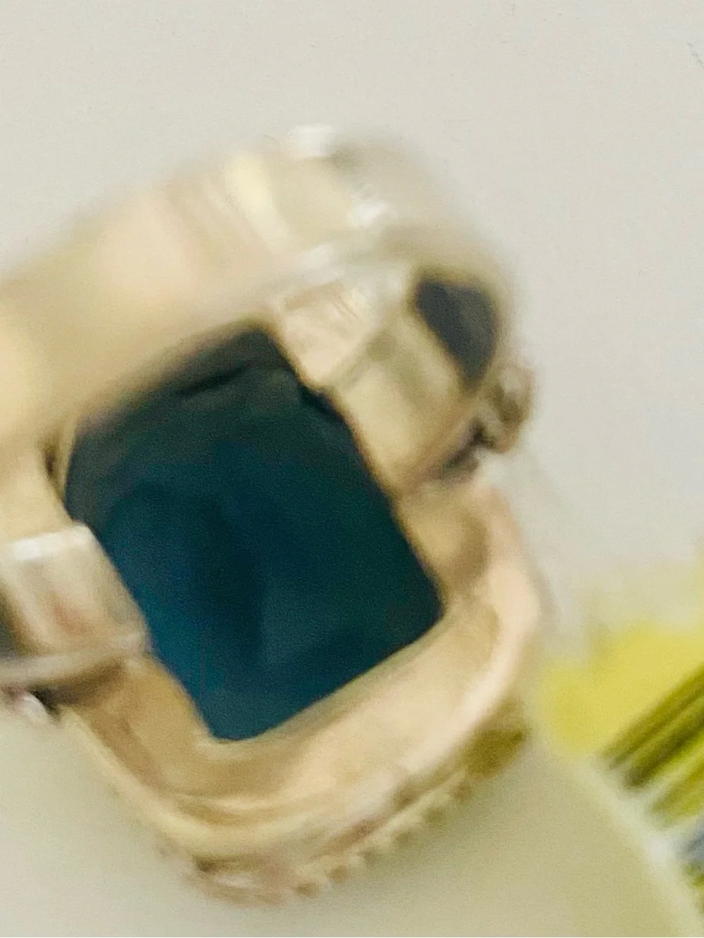 Sterling Silver Ring with Cushion Blue Topaz Gemstone